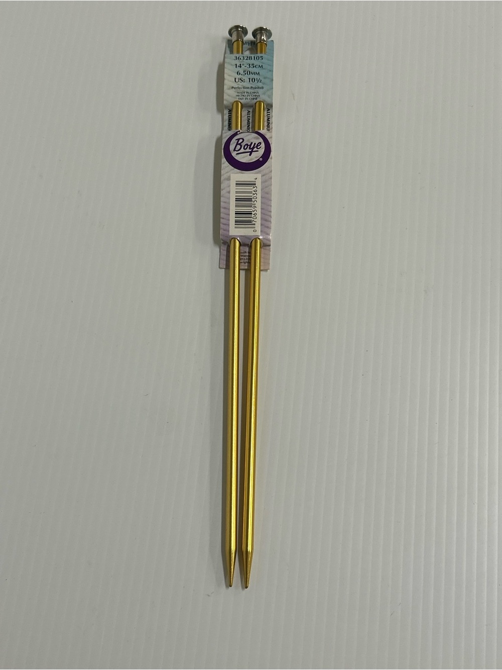 Boye 14" Knitting Needles Single Point - Size 10.5 - Gold- New
